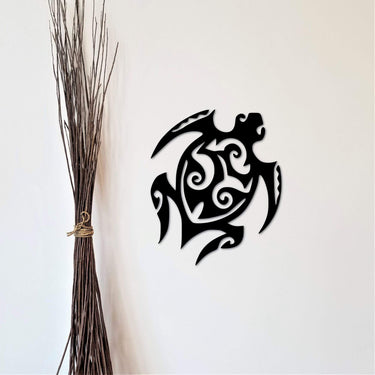 Metal Sea Turtle Wall Art | Hawaiian Decor | Tribal Honu Sign | Beach Decor | Ocean Metal Wall Decor | Bathroom Decor | Kids Room